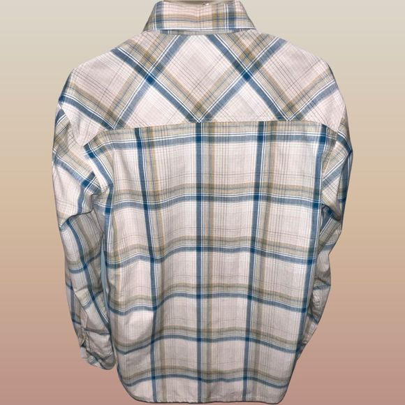 Simms Guide Series Plaid Fishing Button Up
Tan Blue and White Size Large - Picture 3 of 6